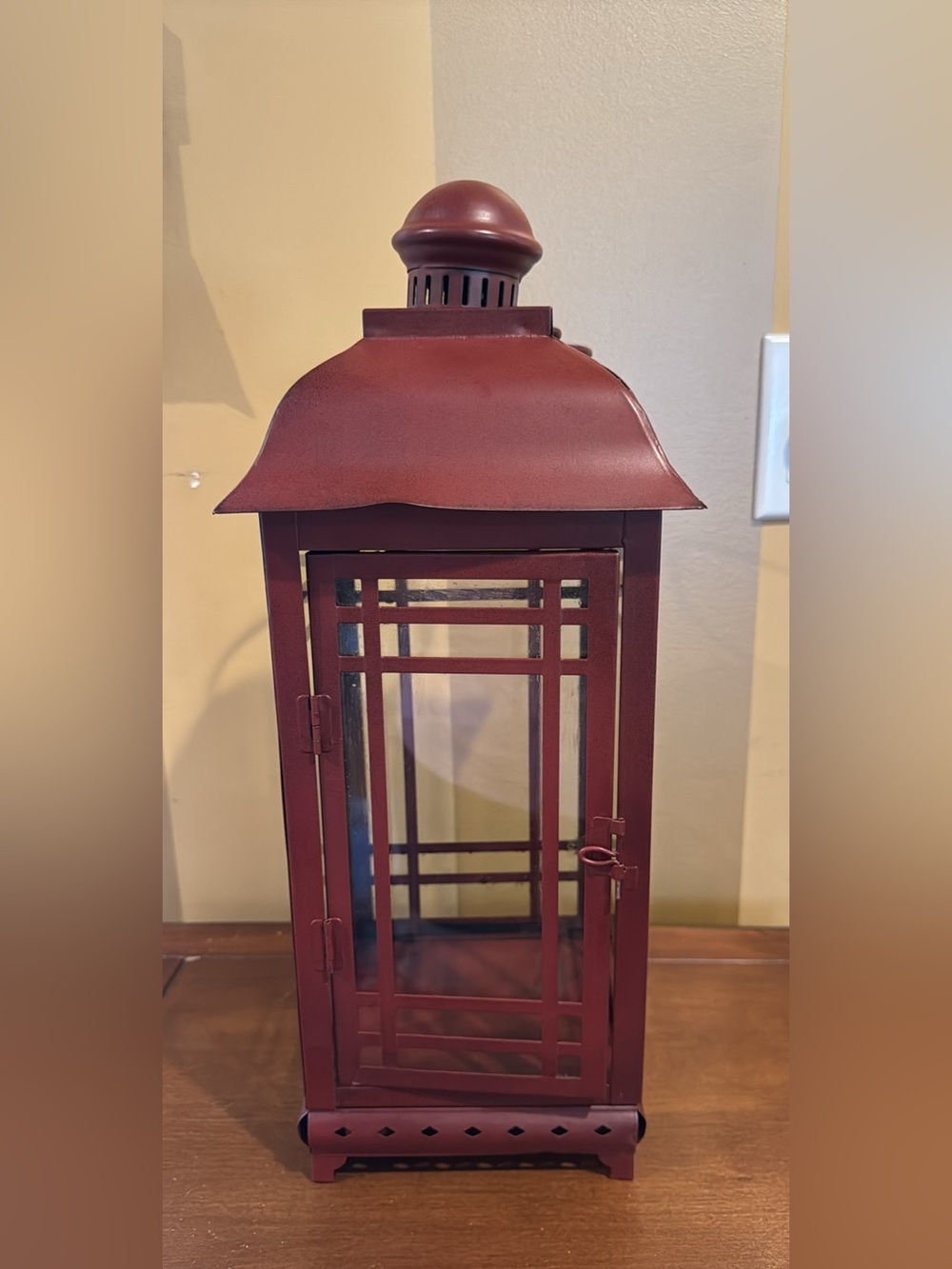 Red Decorative Metal candle Lantern - Home Accents